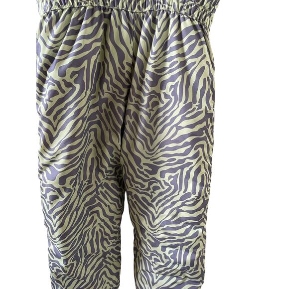 London Fog Lime Green Zebra Print Snow Ski Overall Bibs Girls size M 5/6 - Picture 4 of 6